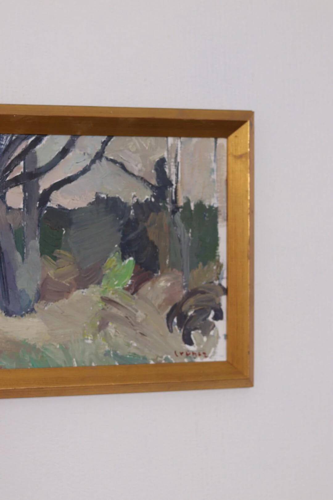 Mid Century Swedish Oil on Panel – “Abstract Woodland” by Bengt Crantz