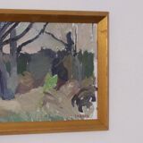 Mid Century Swedish Oil on Panel – “Abstract Woodland” by Bengt Crantz
