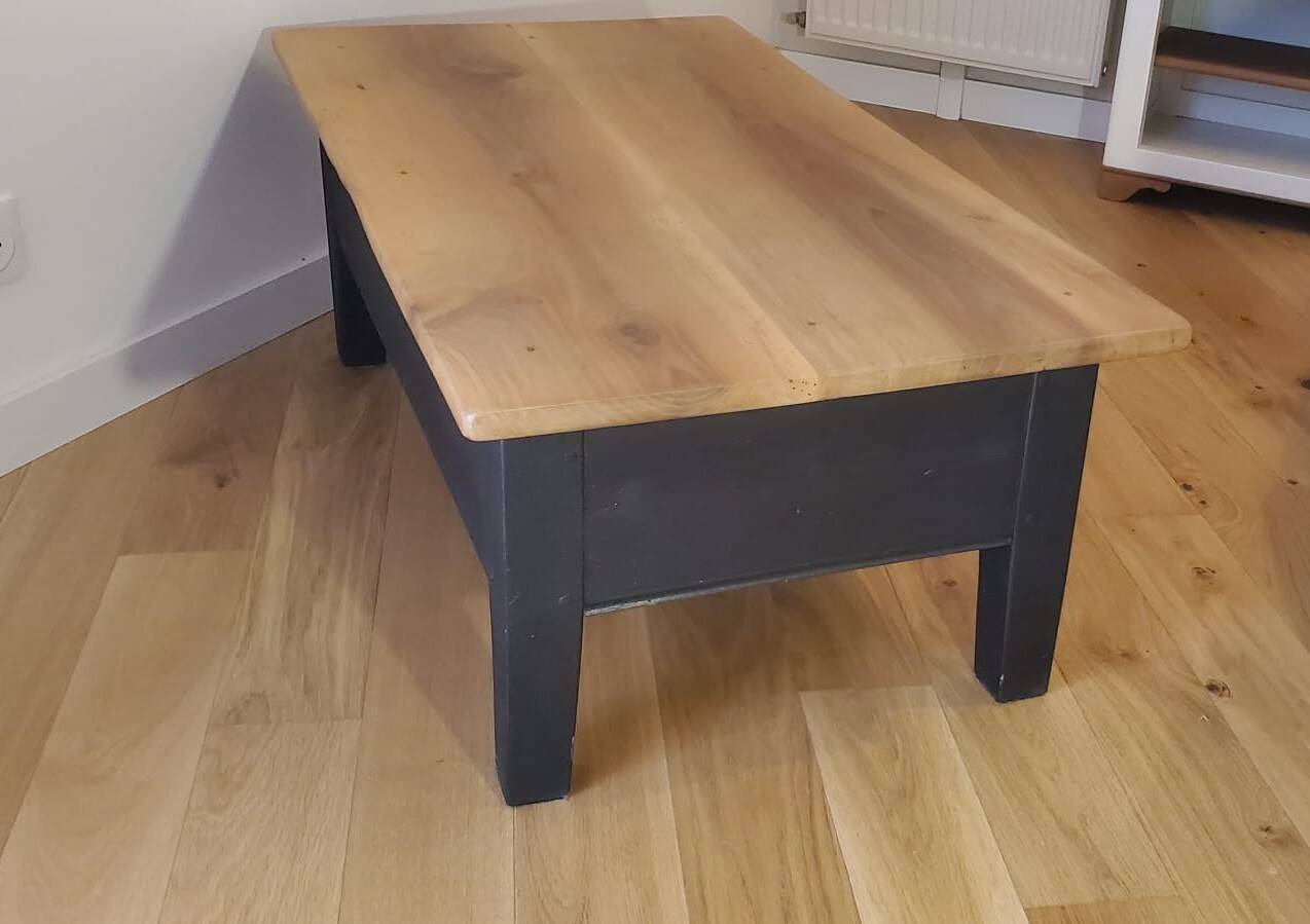 Coffee table living room solid fruit wood black antique legs