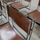 Set of 6 modernist chrome and leather dining chairs, 1970's