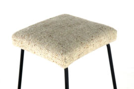 Set of 4 original vintage Bar Stools - black metal with fabric upholstery