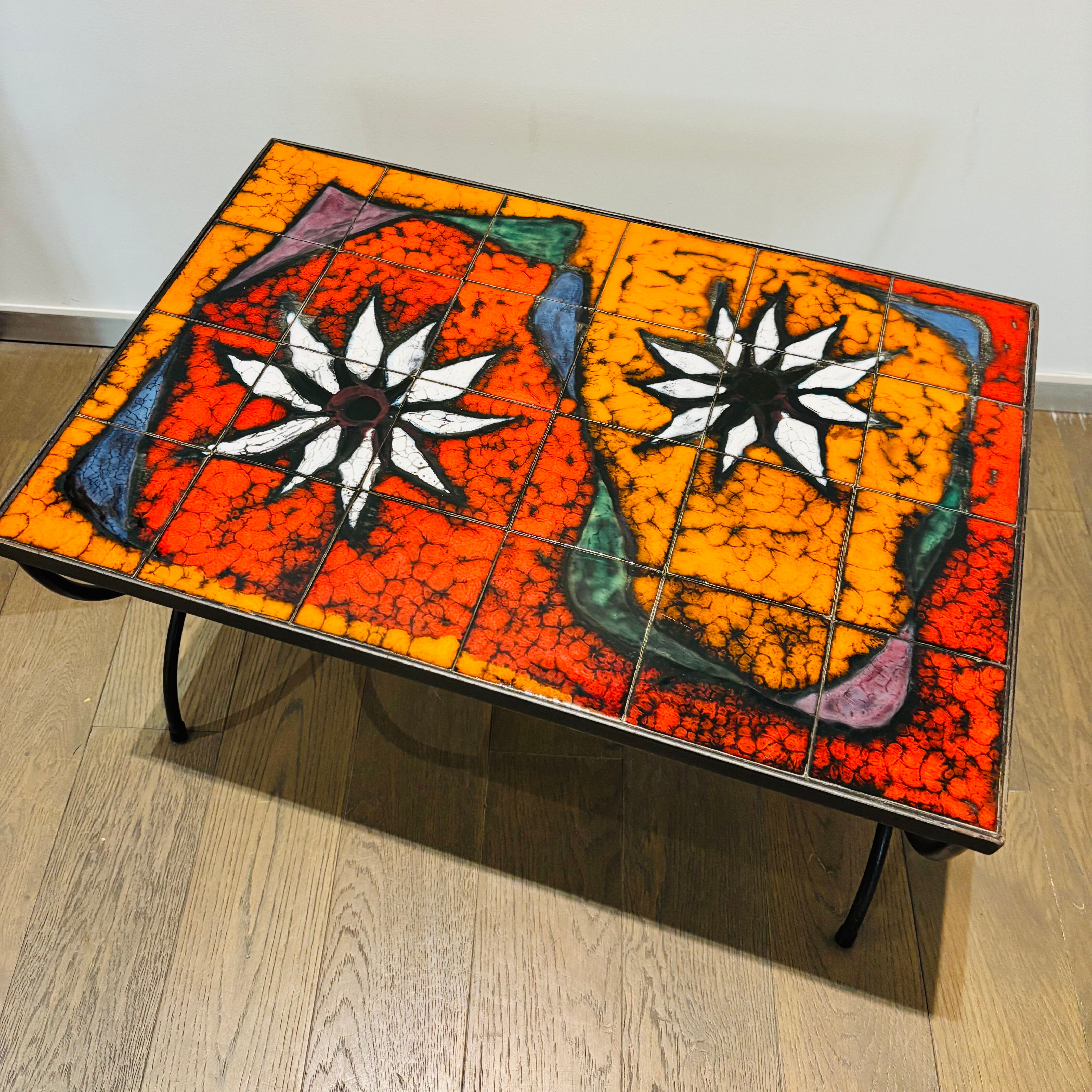Coffee table / side table ceramic and wrought iron