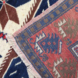 Antique turkish carpet handmade oriental red blue rug 100x200cm