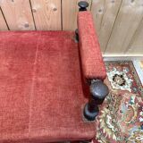 Napoleon III bench in turned wood and velvet