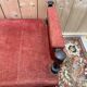 Napoleon III bench in turned wood and velvet