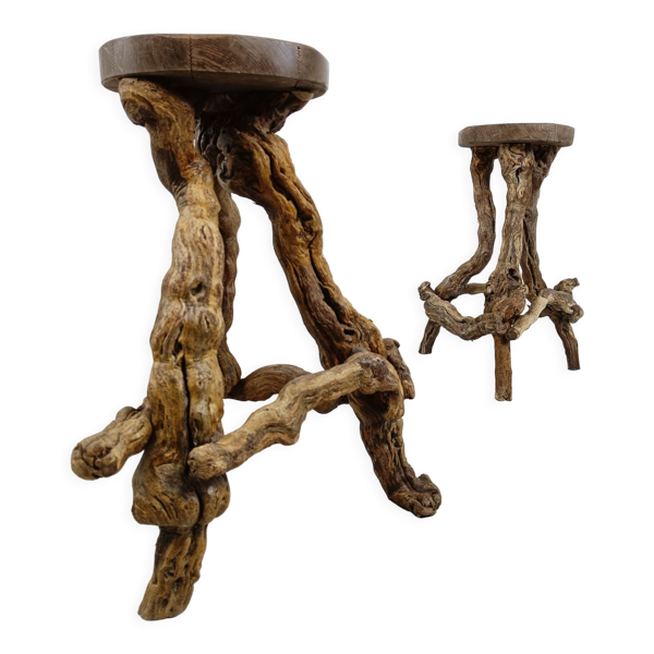 Bar à branches en bois de vigne vintage, années 1950