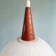 Scandinavian teak and white satin glass pendant light, 1960s