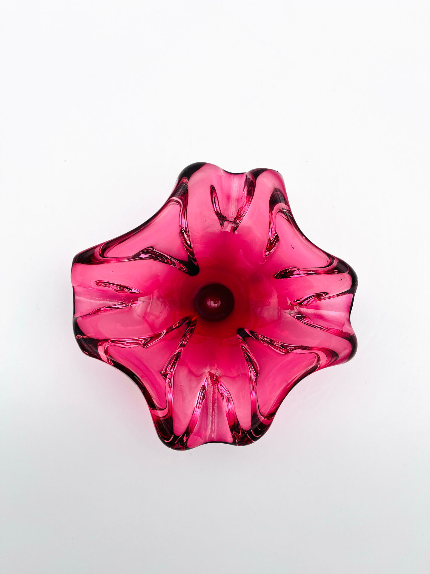 Murano Coupe Flavio Poli Sommerso Rubies & Original Pilon 17cm 1960