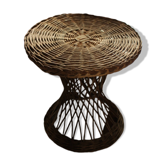 Round wicker garden side table