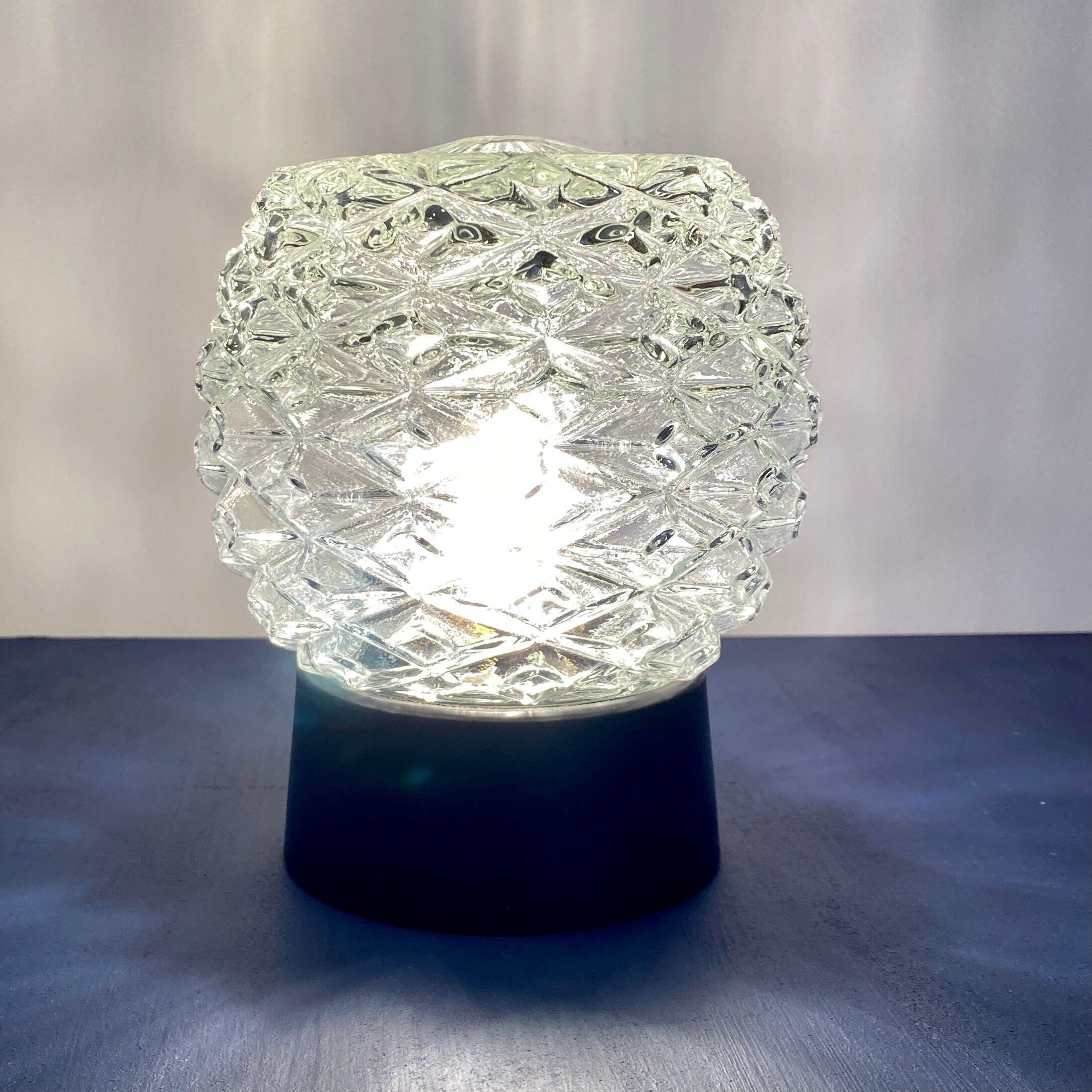 Pair of vintage wall lamps in molded glass and thermoplastic