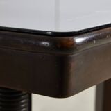 Large Robust Dinig Table with Carved Legs and Glass Top