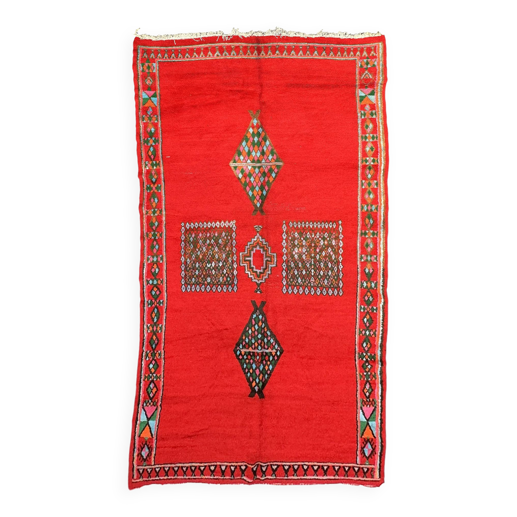Tapis Marocain Boujad rouge - 443 x 203 cm