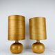 Paire de lampes boule en bois de style scandinave, années 60