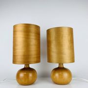 Pair of wooden ball lamps in Scandinavian style, 1960s.
