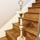 Onix and brass pedestal ashtray