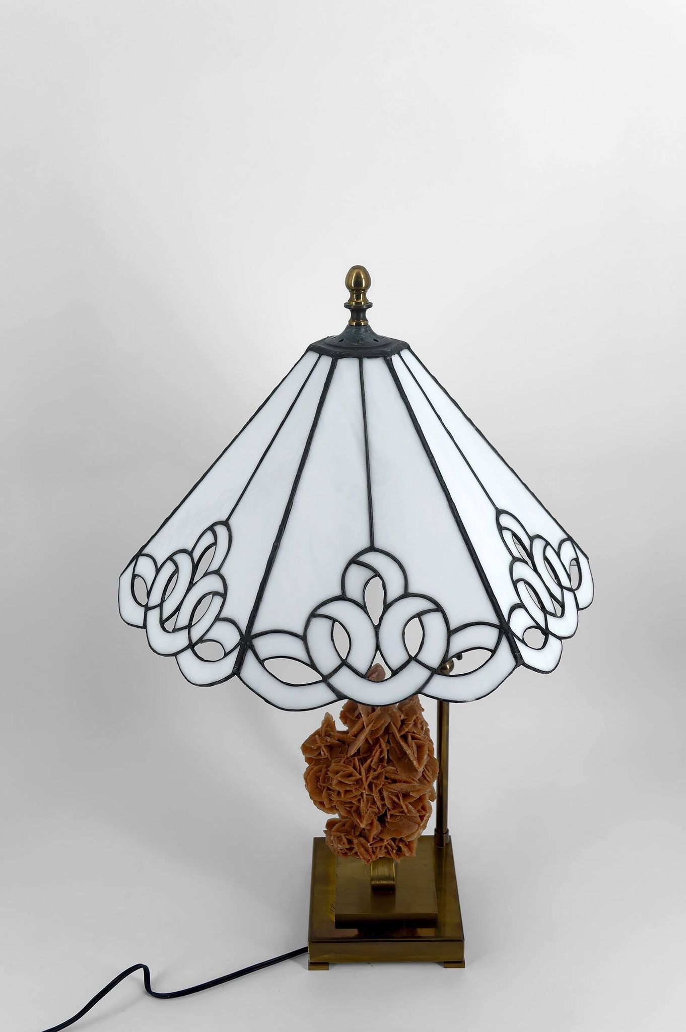"Rose des Sables" Lamp, Bronze and Stained Glass Shade – circa 1970