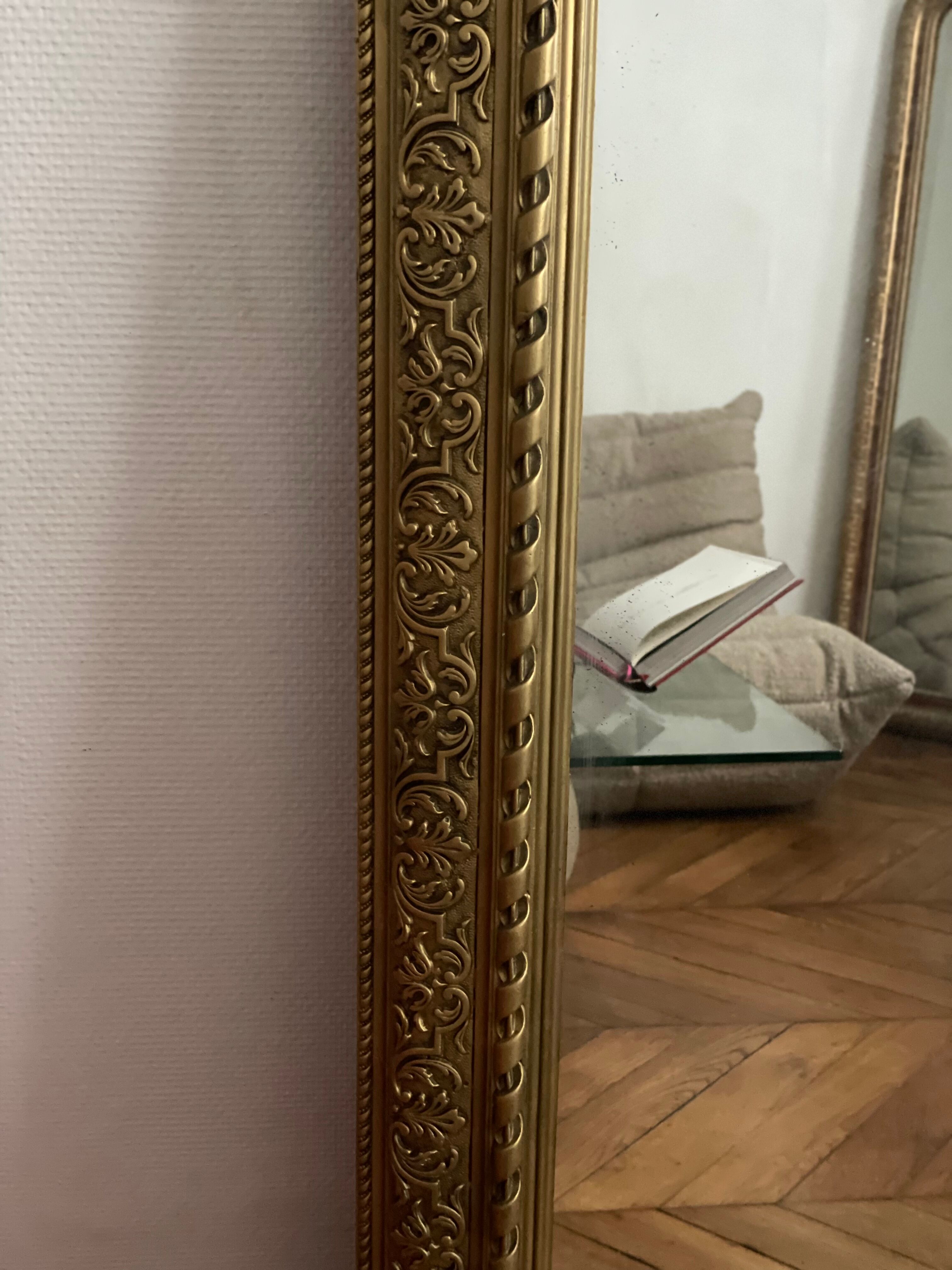 Old mirror louis Philippe gilded carved fireplace