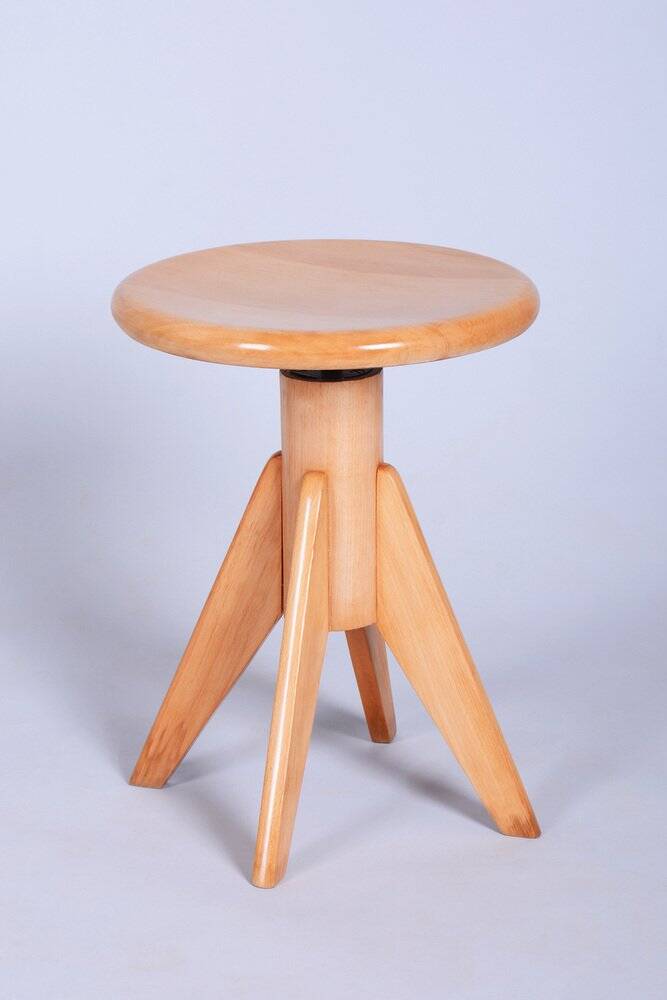 Mid-Century Piano Stool in Beech, Czech, 1940s