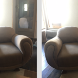 Pair of club armchairs made of flemish fabric