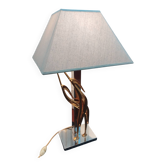 Lampe ancienne vintage métal chromé et bronze doré