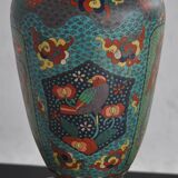 Pair of vases in cloisonné bird early twentieth