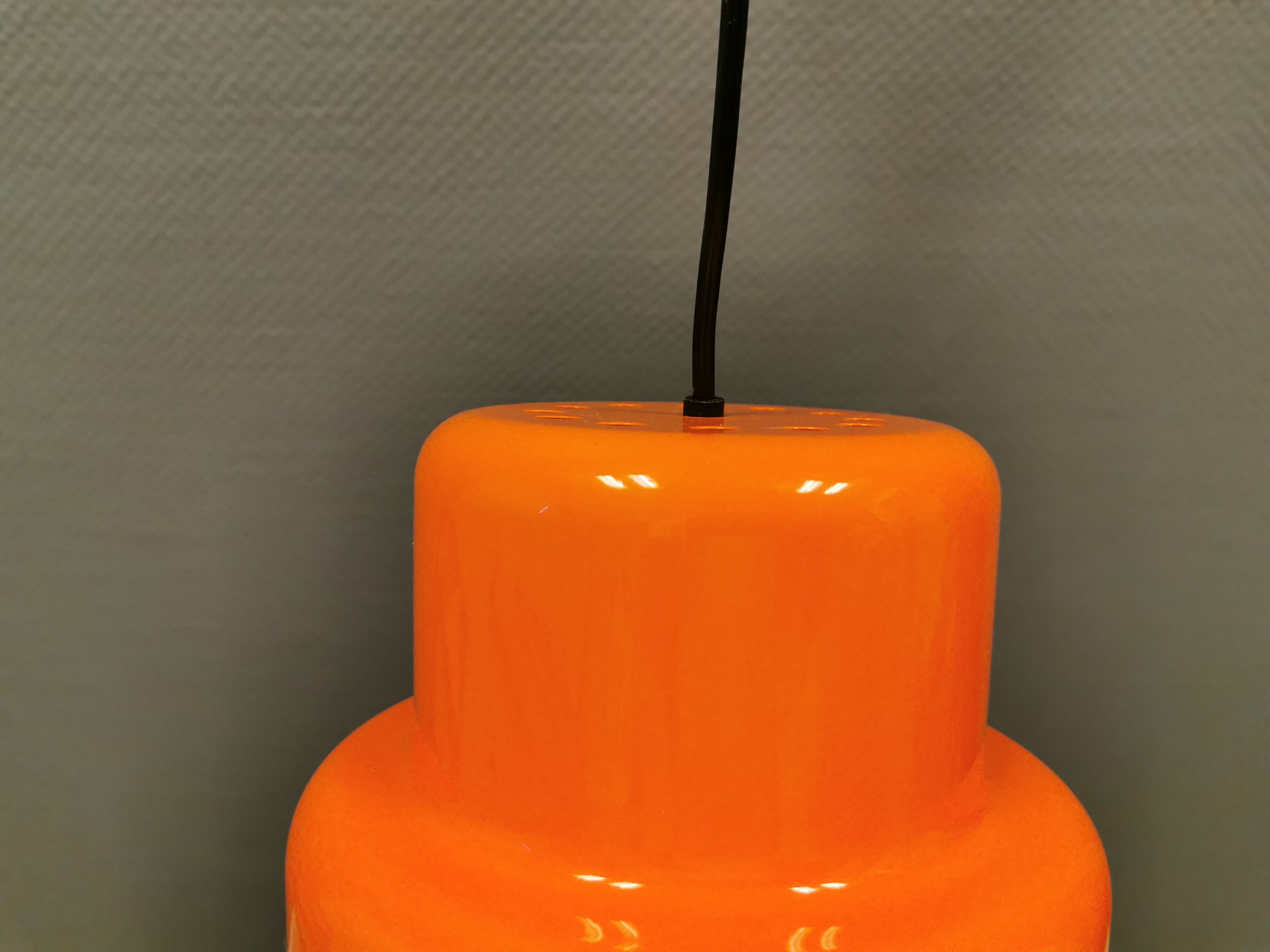 Mini poker hanging lamp in orange original colour  Jo Hammerborg