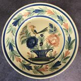 Antique earthenware plate hb henriot quimper floral and bird basket decor