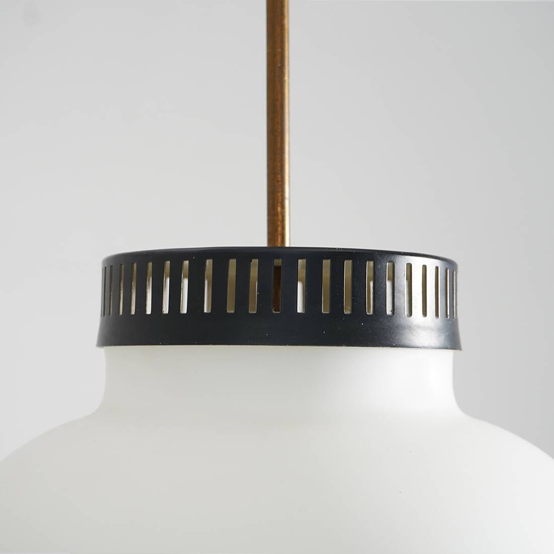 Chandelier in white opaline glass and brass, 1950s