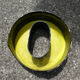 Letter "O" of industrial sign yellow and black