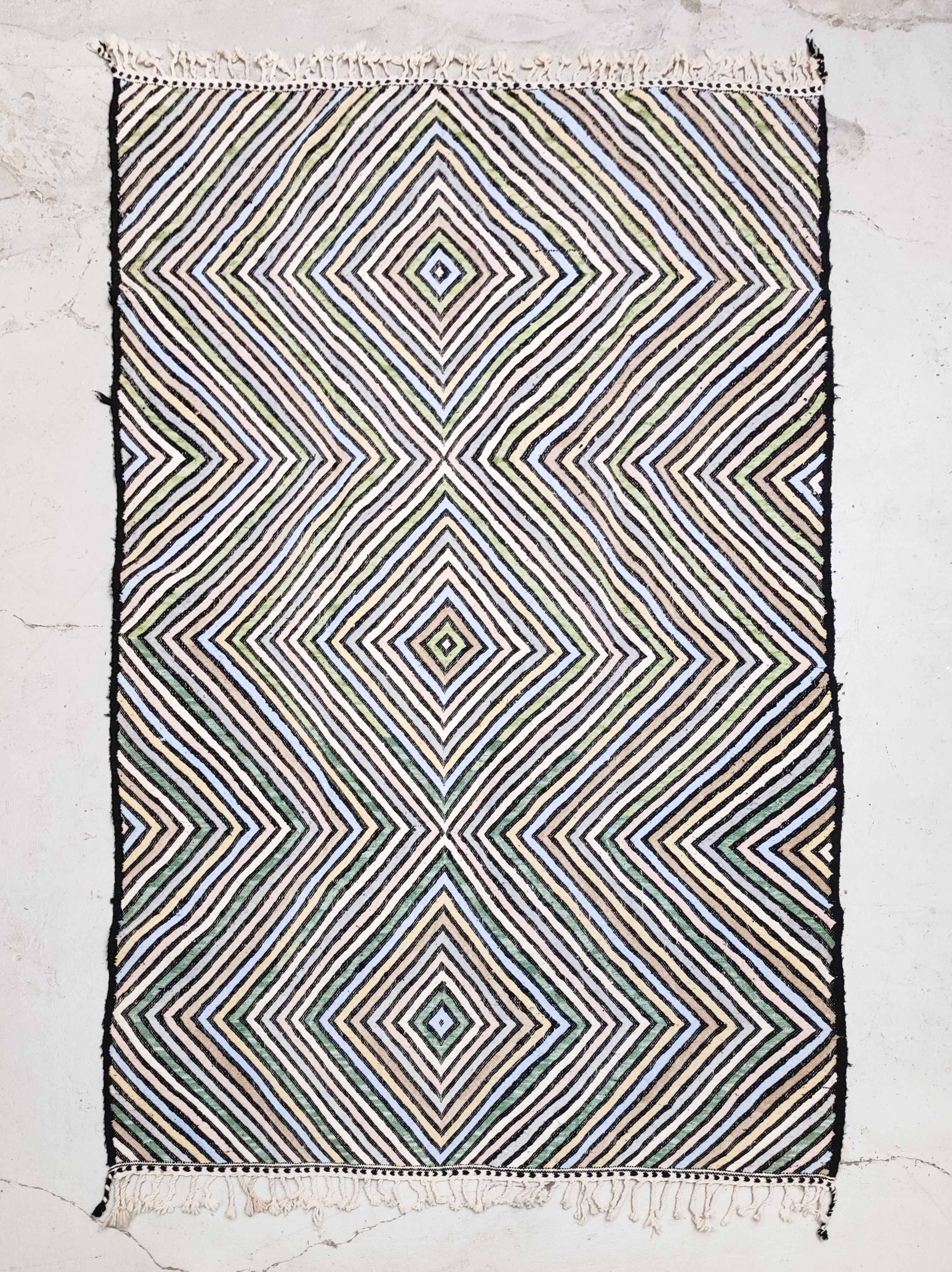 Moroccan Berber kilim Zanafi colorful new 100% wool 3.24x1.97m