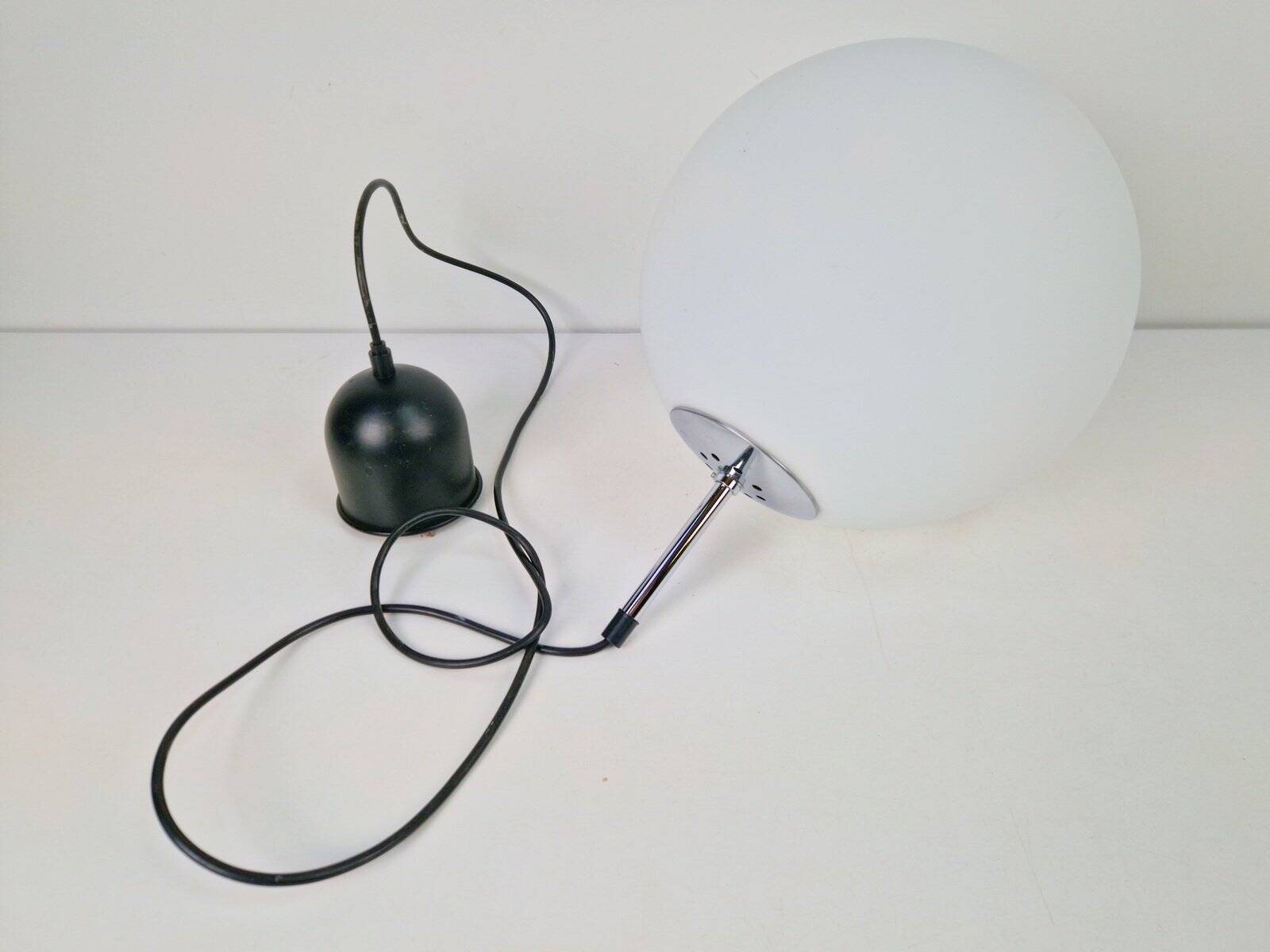 Sphere Pendant in White Satin Opal Glass from Glashütte Limburg, 1970