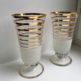 Pair of granite vases and gilded edging 60s