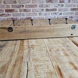 Solid teak coat hook with 4 double cast iron hooks