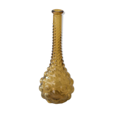 Green yellow bubble glass bottle