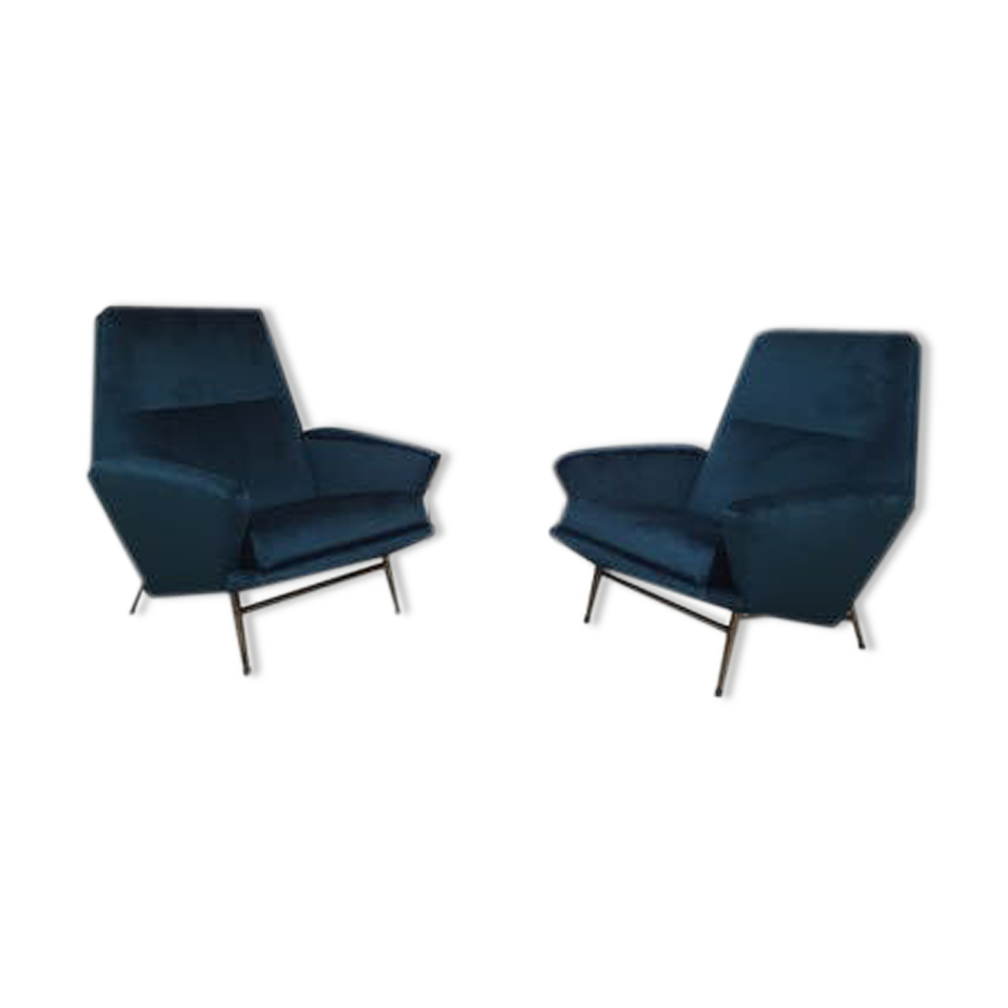 Pair of chairs of Guy Besnard in blue velvet