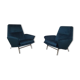 Paire de fauteuils de Guy Besnard en velours bleu