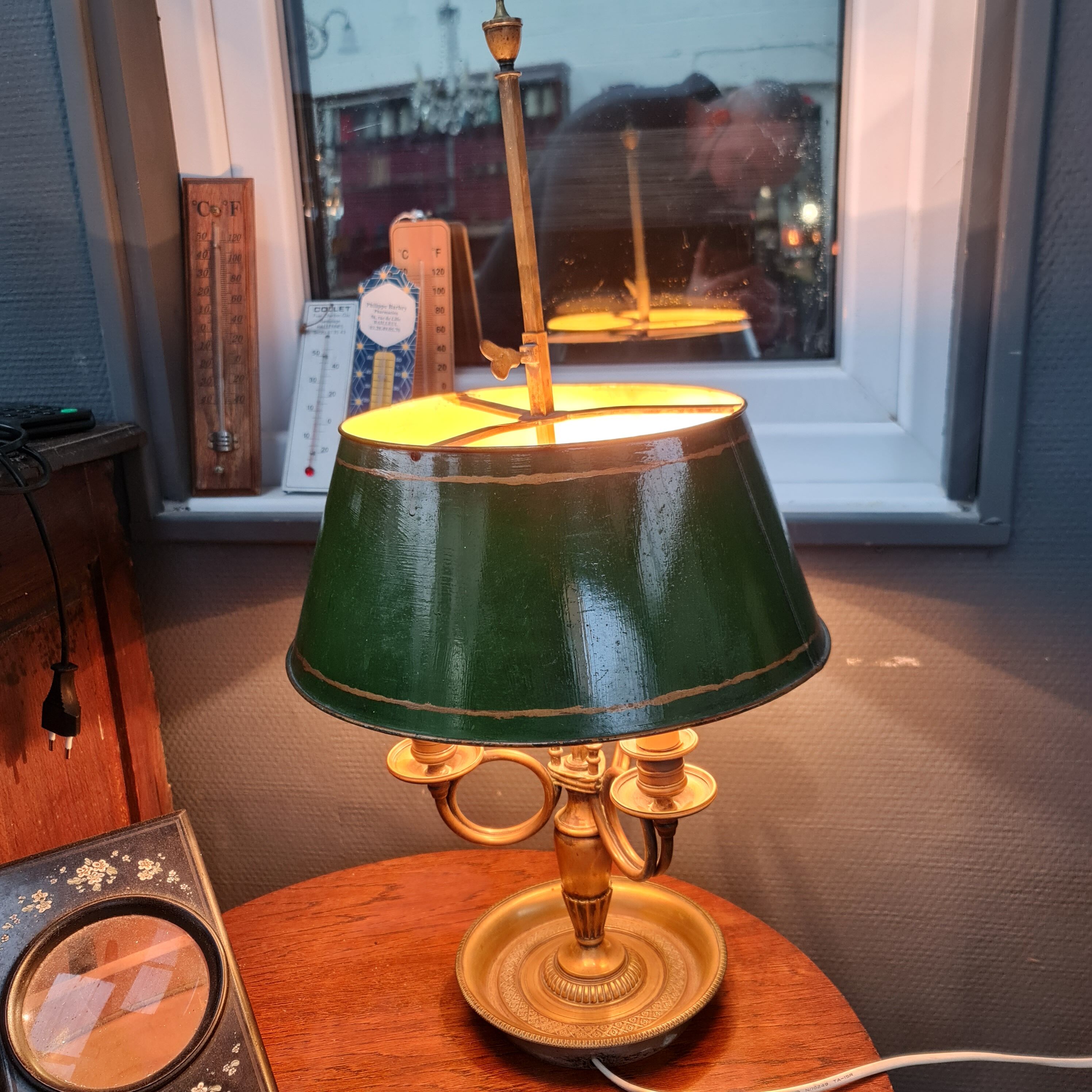Old lamp hot water bottle bronze and sheet metal three fires