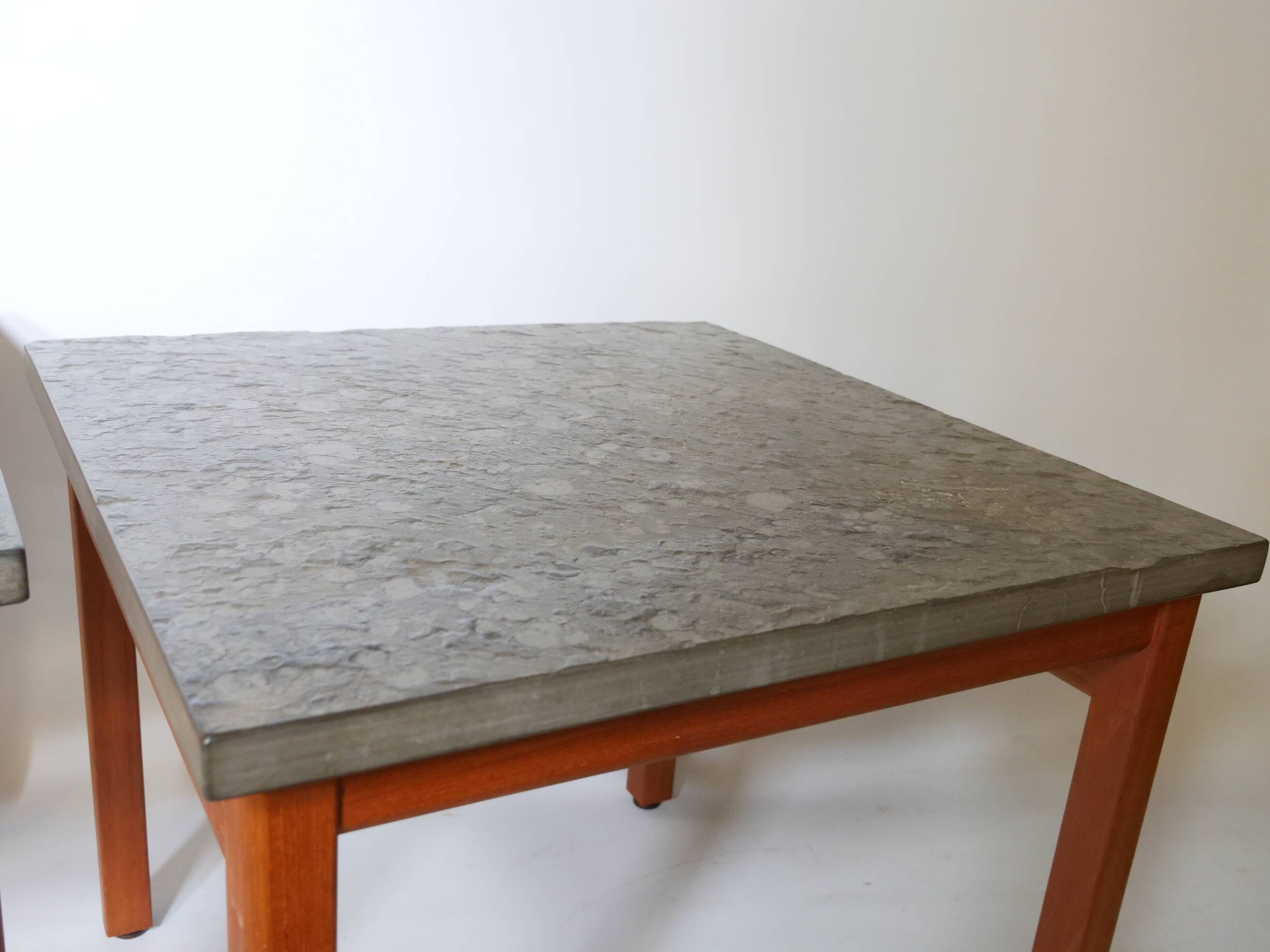 Mid-century side table set teak slate table 60s 70s vintage