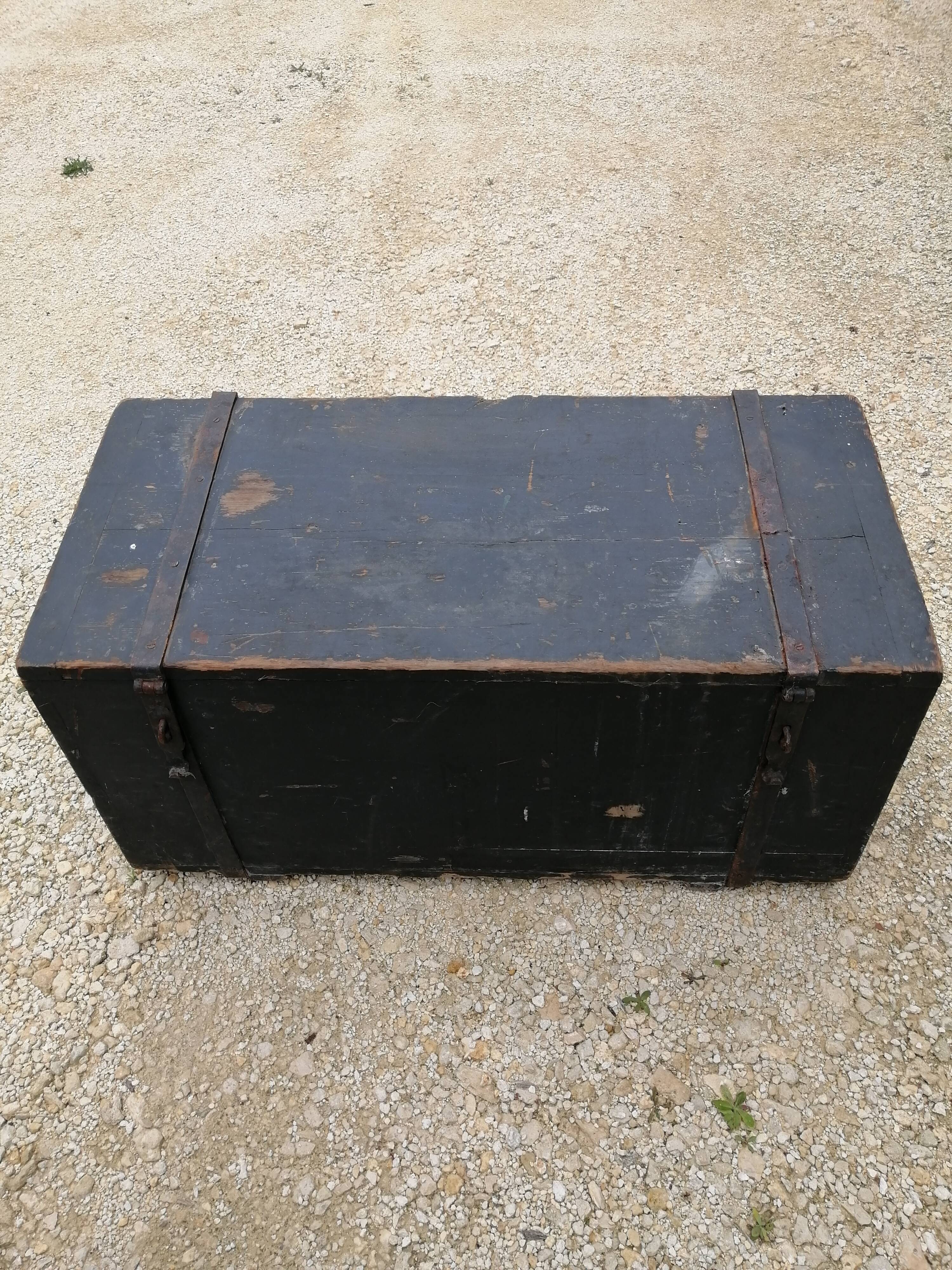 Old vintage wooden travel trunk