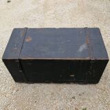 Old vintage wooden travel trunk