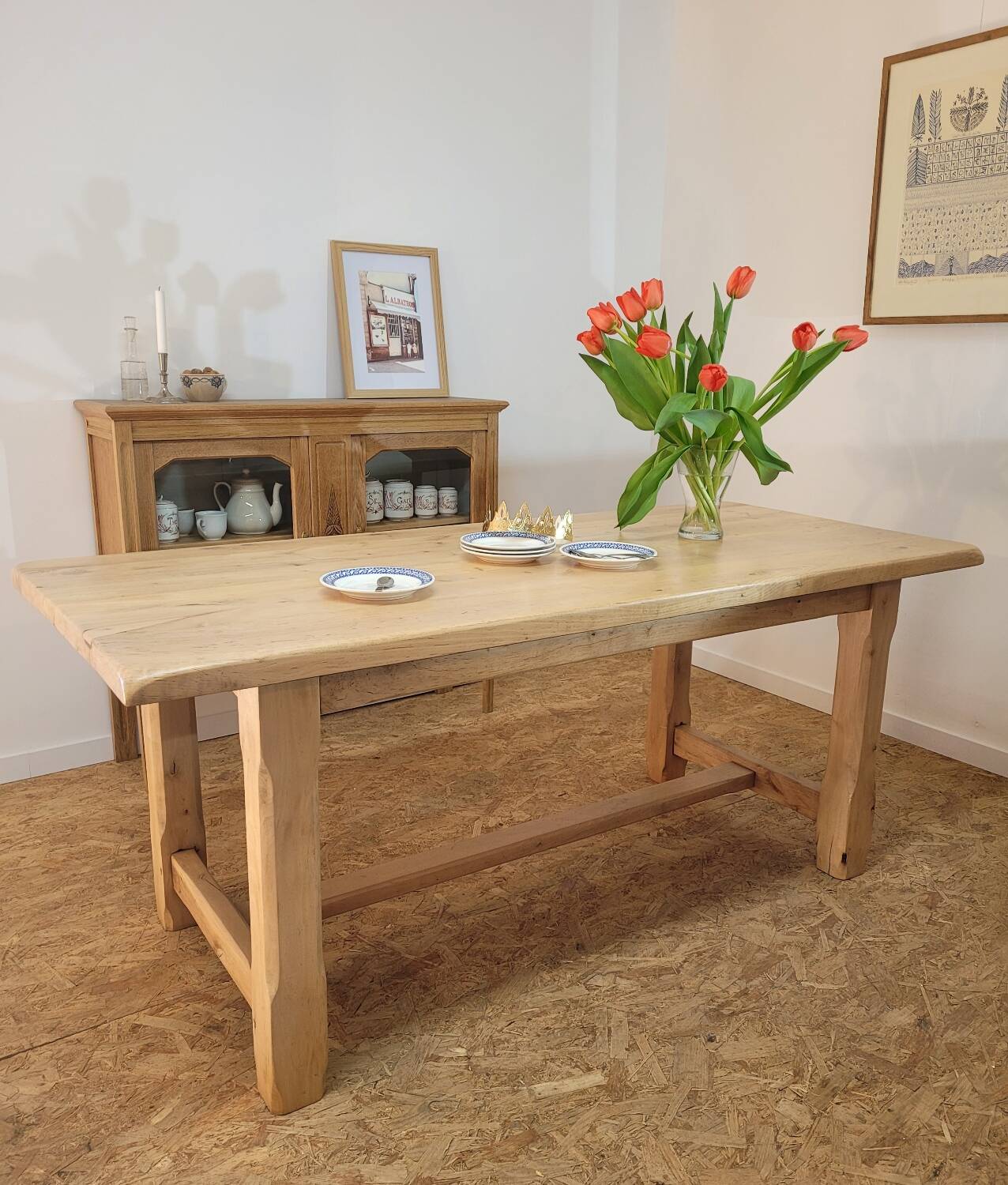 Solid wood farm table