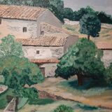Huile sur toile: mas provençal à Bonnieux