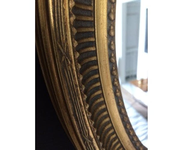 Miroir ancien ovale doré 50x40cm
