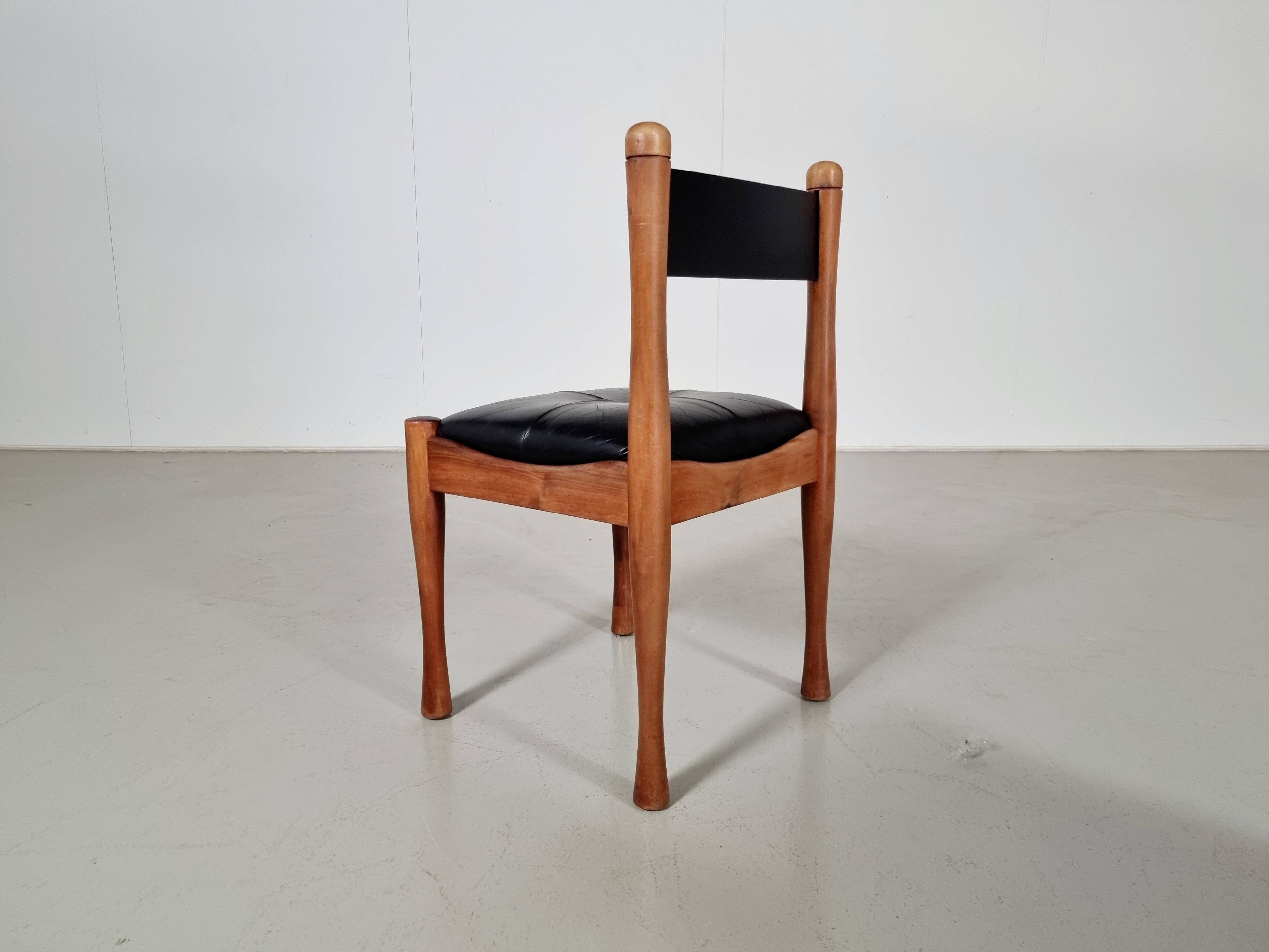 Set of 4 dining chairs by Silvio Coppola for Bernini, 1960s.