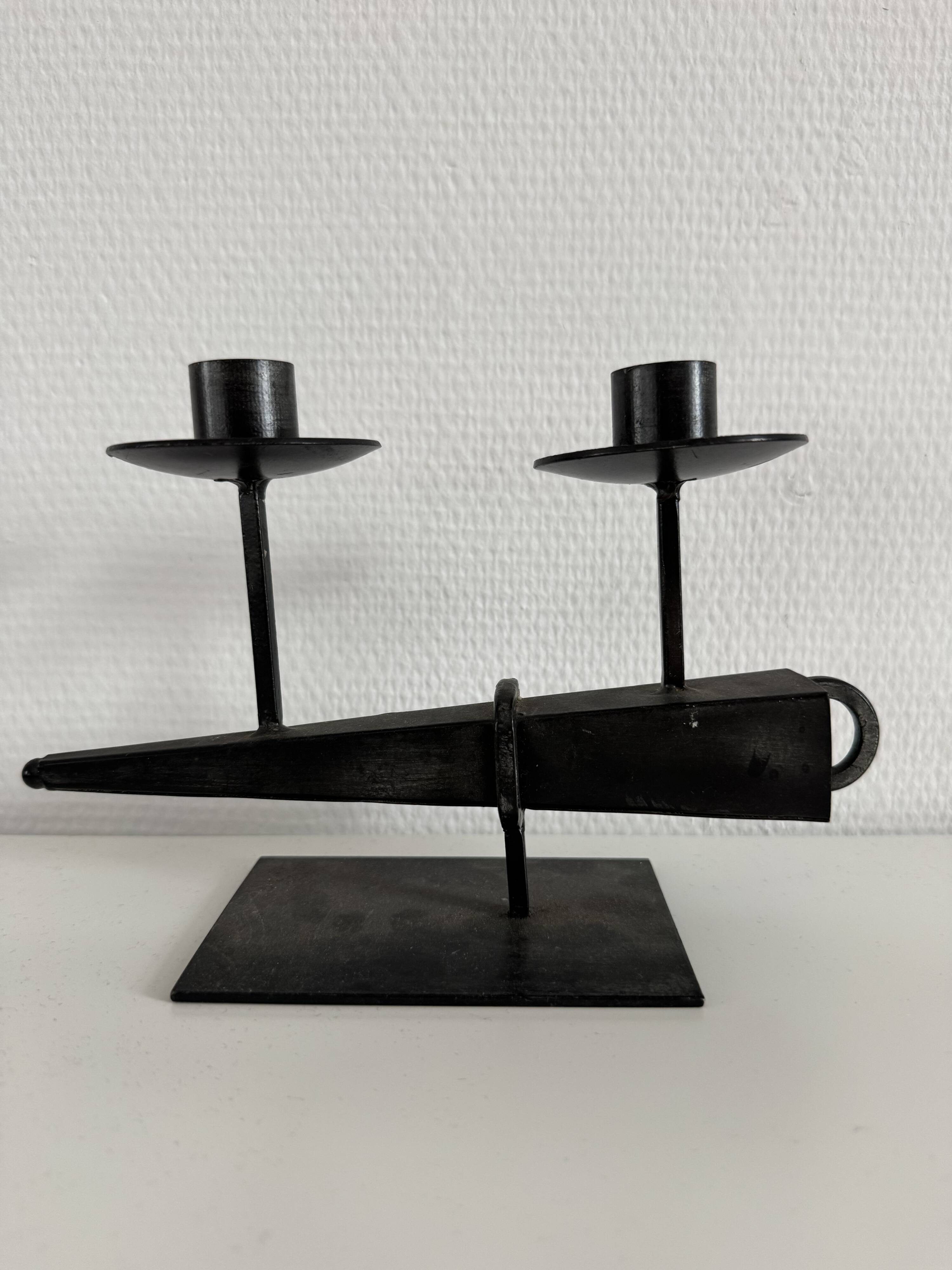Vintage French Brualist Candelabra