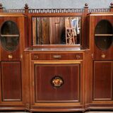 Ecole de Nancy : Grand buffet bibliothèque époque Art Nouveau en acajou