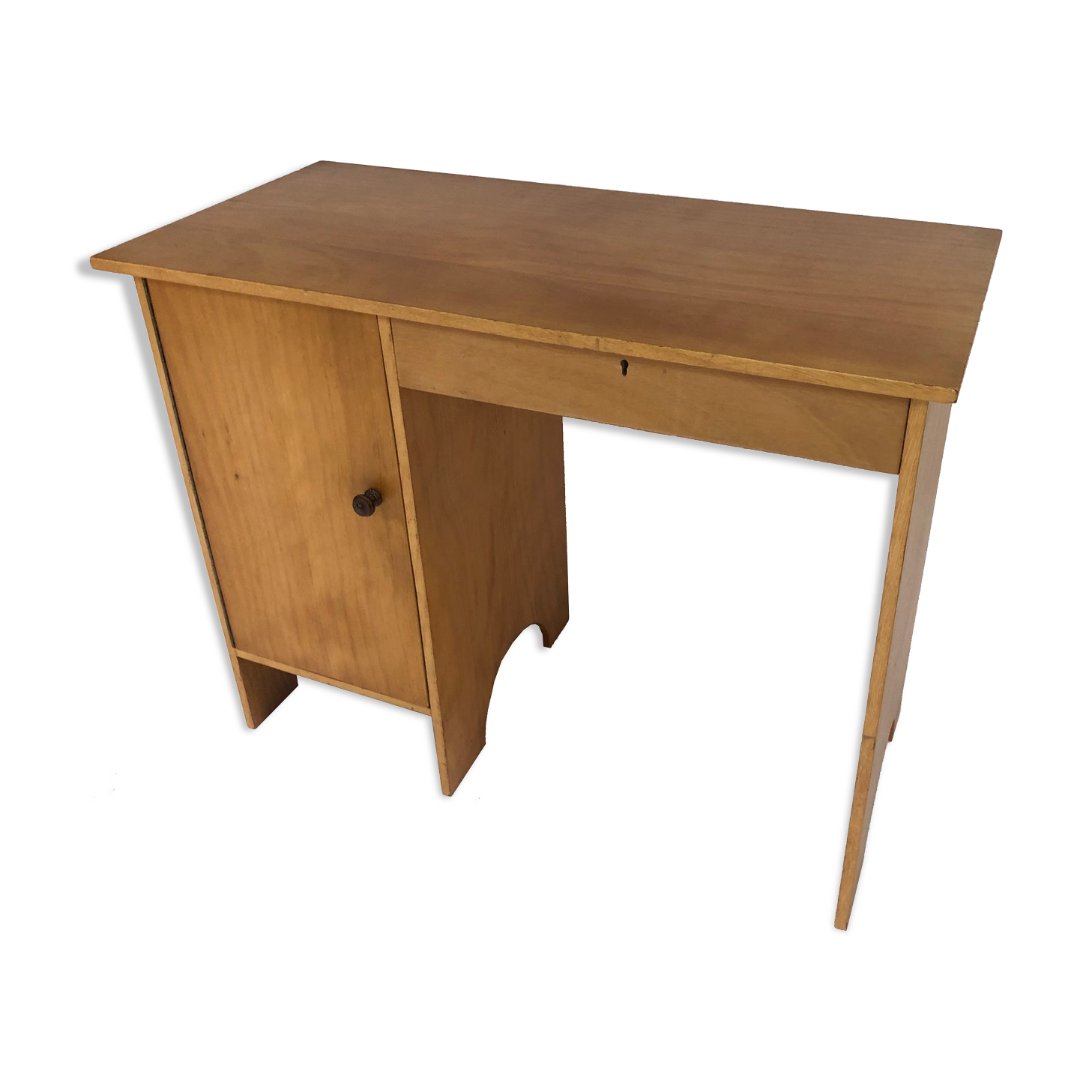 Art deco birch wood compact desk 1960