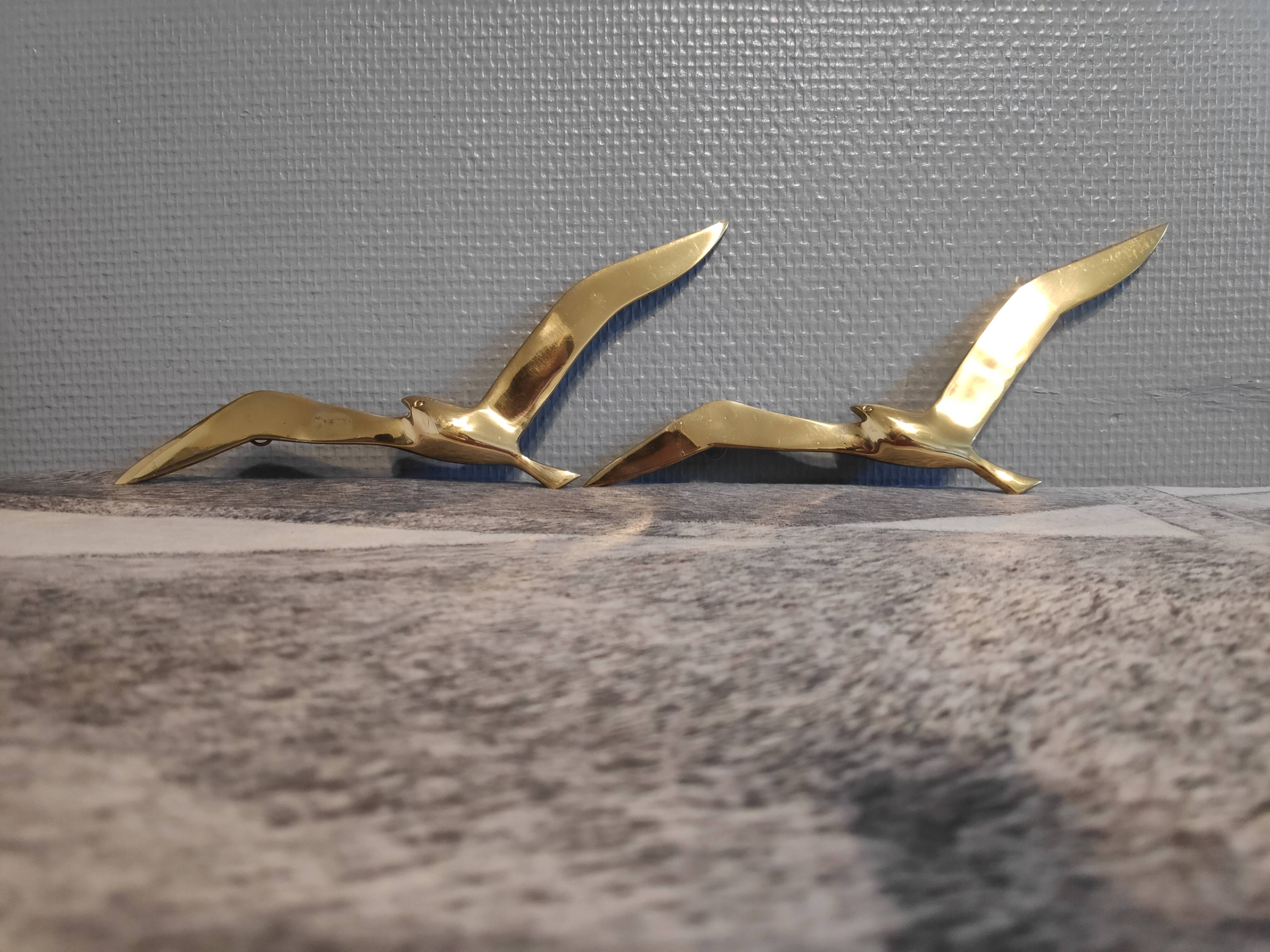 Mouettes en laiton massif avec crochets au dos