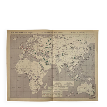 Sources d’énergie — Ancien continent | Carte thématique originale