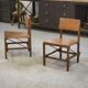 Pair of oak and leather chairs in the style of Gerrit Rietveld 1960s.